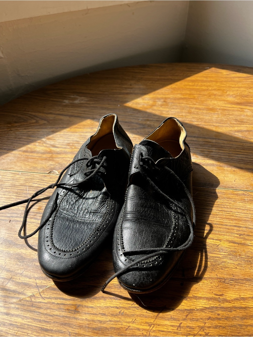Christy Dawn Black Leather Lace-Up Oxford